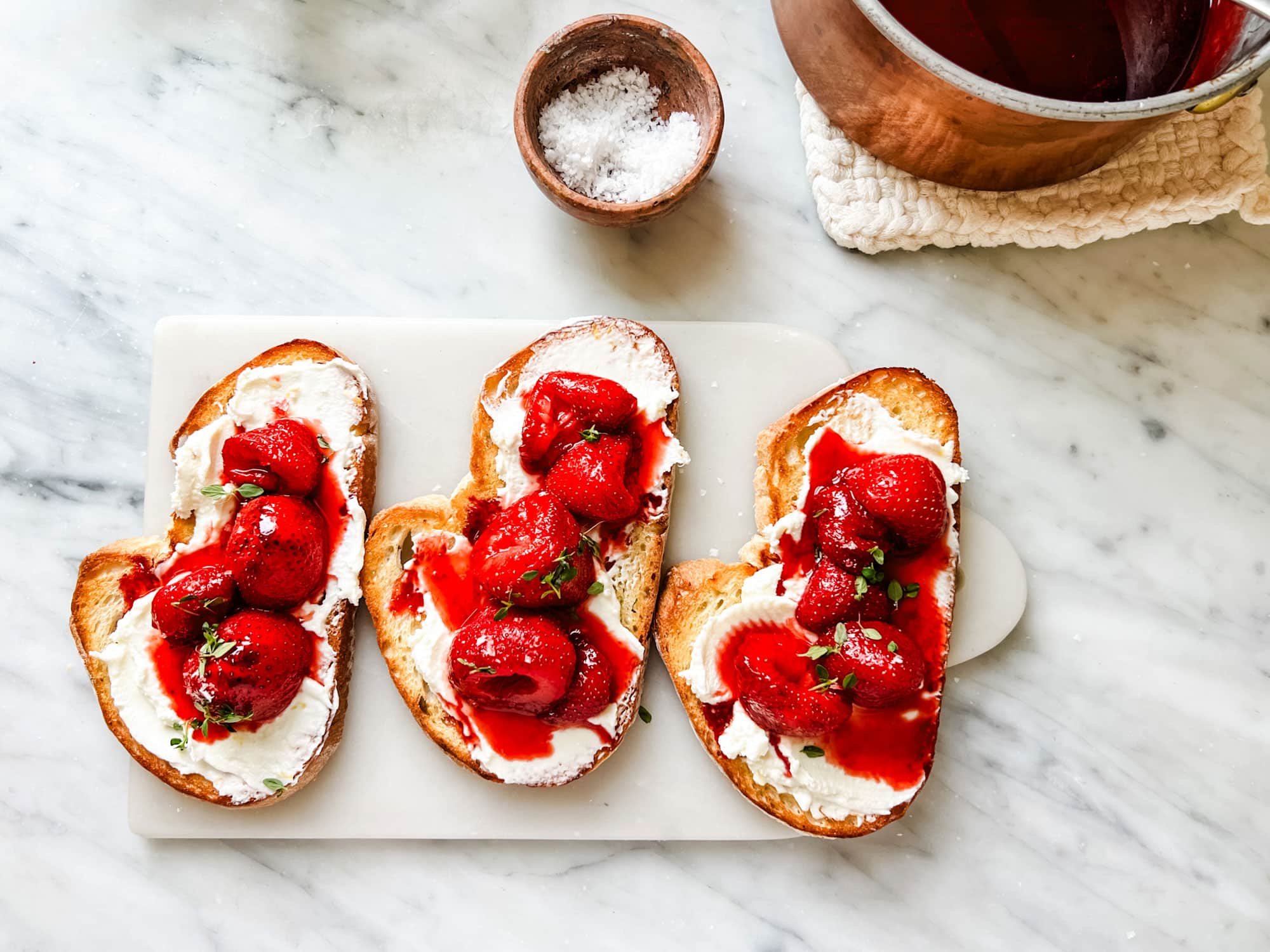 Delicious French Tartine With Goat Cheese And Fresh Strawberries