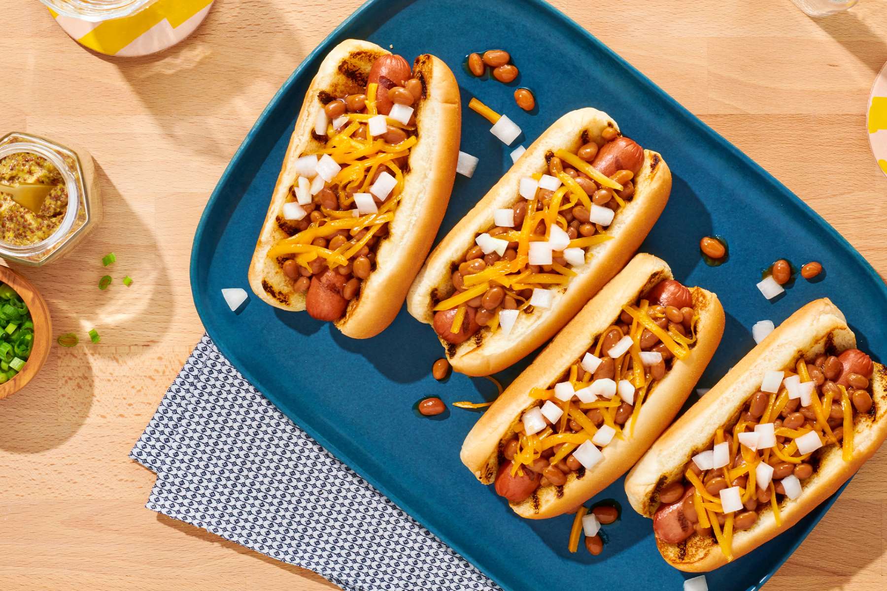 Delicious Hot Dogs With Baked Beans And Roasted Delights