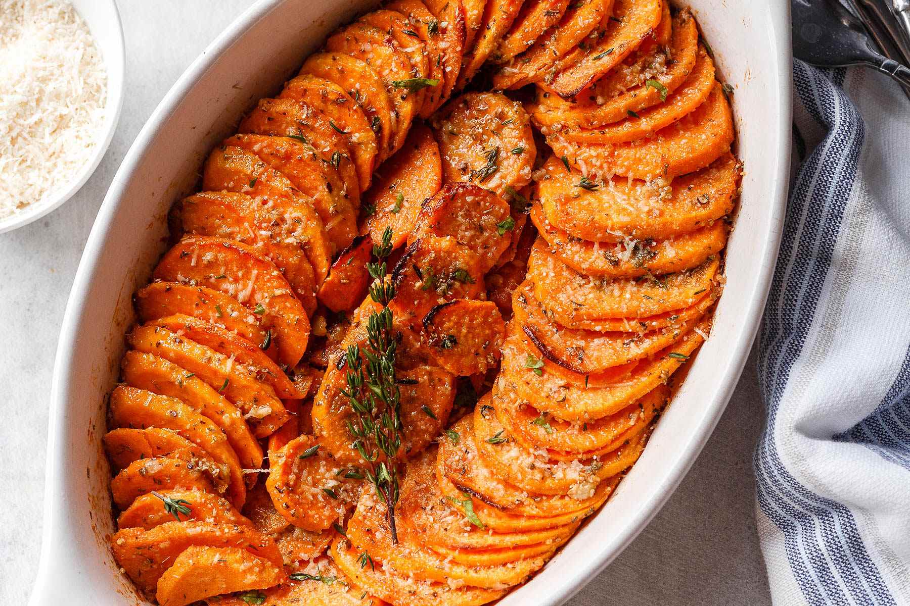 Delicious Parmesan Roasted Sweet Potatoes