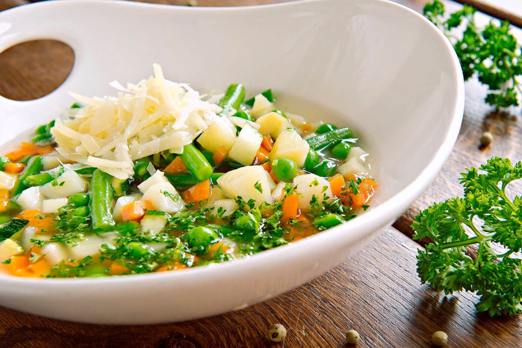 Delicious Spring Vegetable Soup With Homemade Pesto